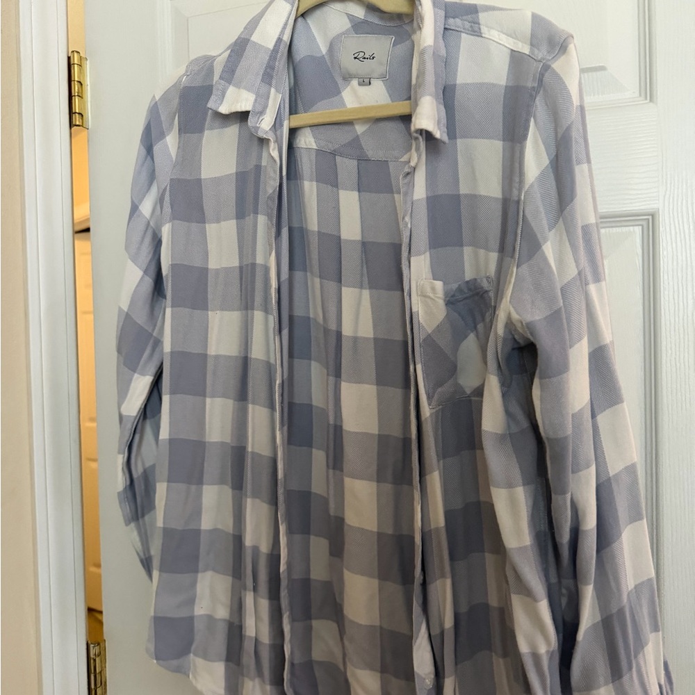 Rails Blue and White Checkered Men's Shirt